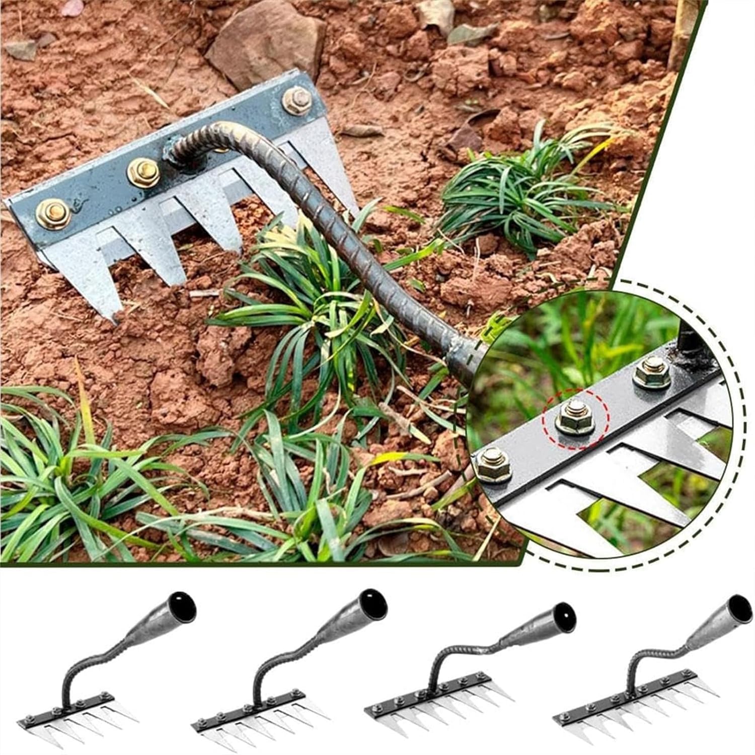 Agriculture Farming Hand Tools - Rastrillo de Metal de 5/6/7/8 dientes,